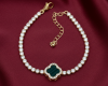 3747 Bransoletka elegancka złota 17+3cm pozłacana 14k koniczyna marokańska